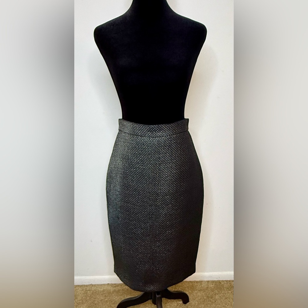 Banana Republic Dark Gray preppy Tweed Look pencil skirt lined zipper back 2 EC - Picture 2 of 10